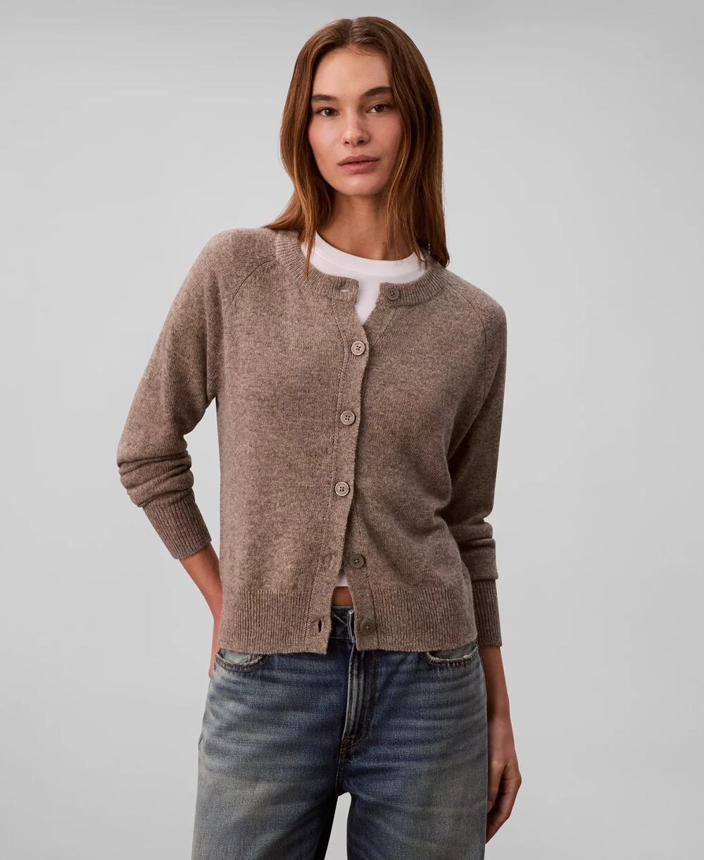 Calvin Klein Women's Long Sleeve Cardigan Sweater Brown Size L 3645
